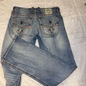 mens rock revival boot cut jeans